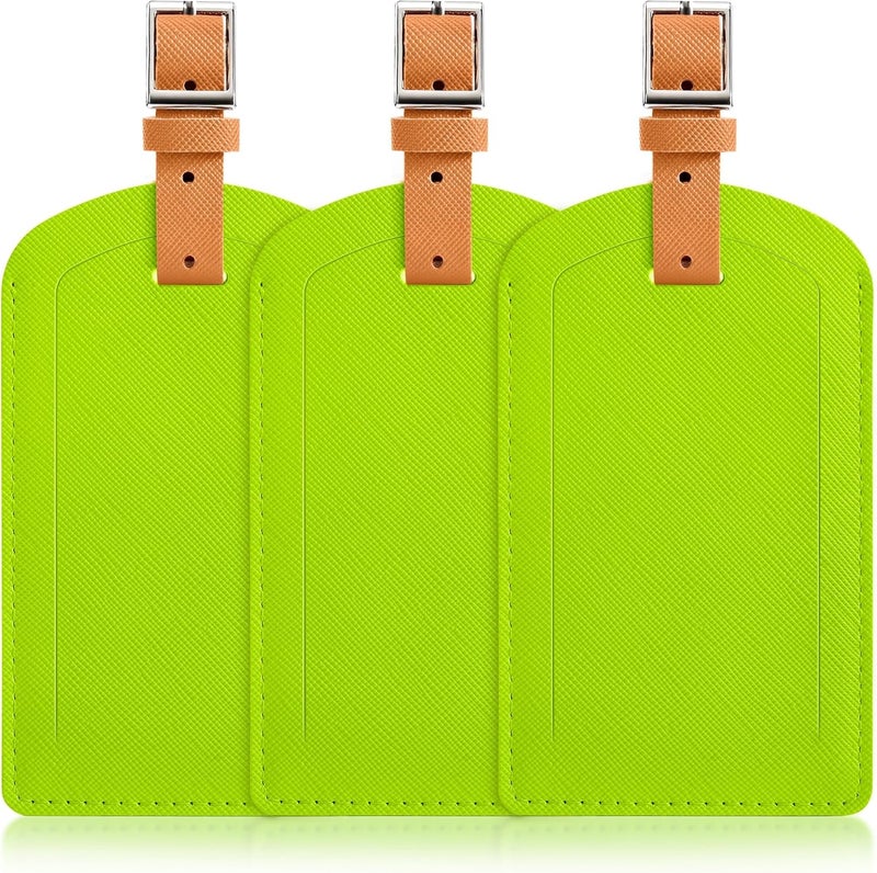Airkit 3 Pack Luggage Tags for Suitcases, TSA Approved Bag Tags, Baggage Tags with Privacy Protection, Travel Essentials Luggage Accessories, Neon Green & Brown - Image 1